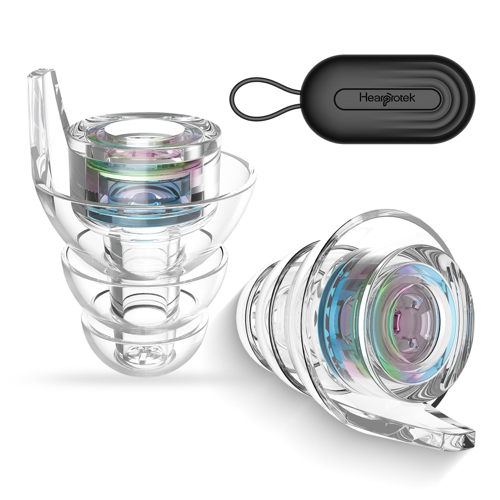 Hearprotek bouchon d'oreille protection auditive 23dB bouchon oreille anti bruit Silicone souple ear plugs pour la musique Musiciens, concert, avion, fêtes, Batteurs taille S 1paire,Iridescente