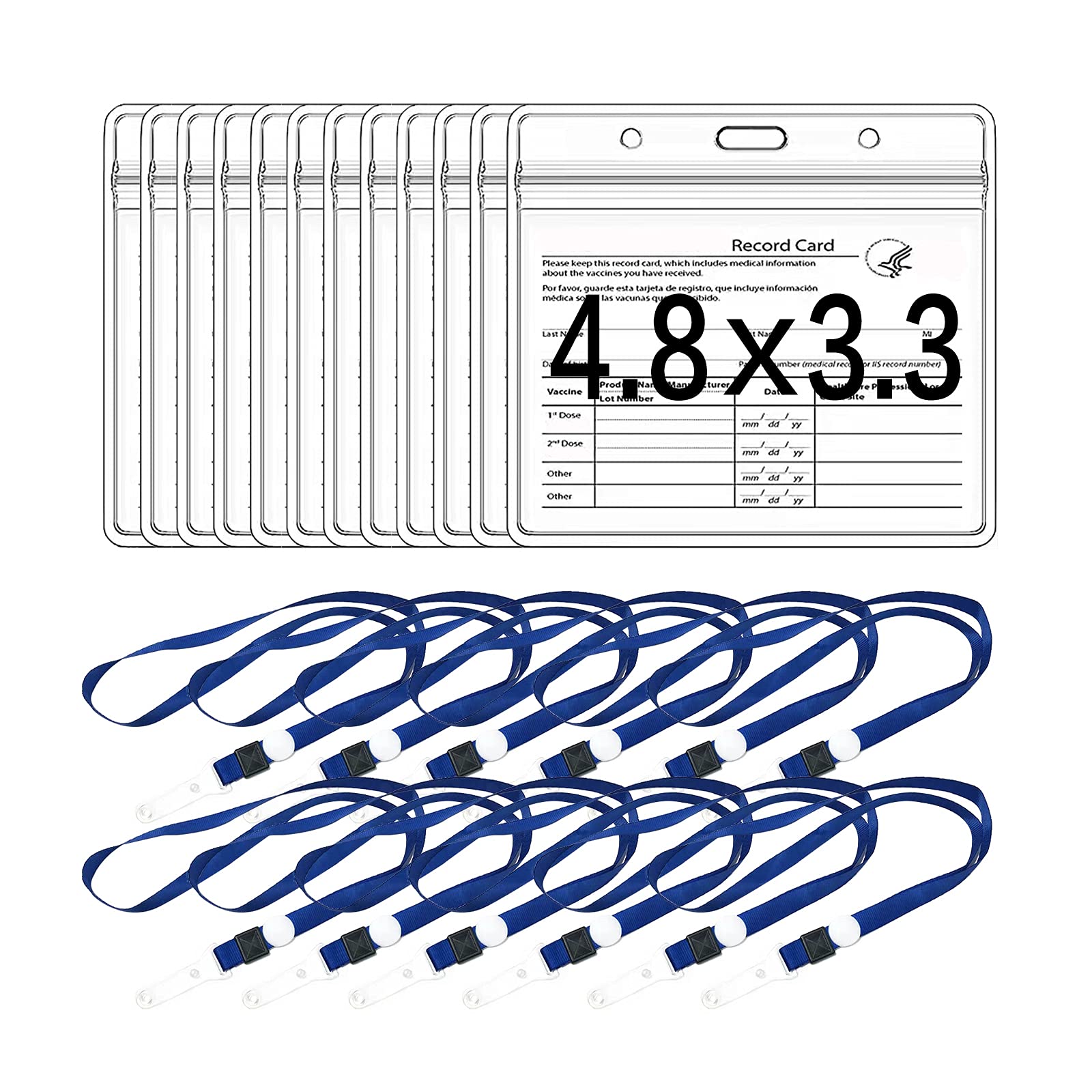 12 Pack-CDC Vaccine Card Protector 4 X 3 Inch Vaccine Card Holder Immunization Record ID Card Name Tag Vinyl Plastic Sleeve with Waterproof Type Resealable Zip
