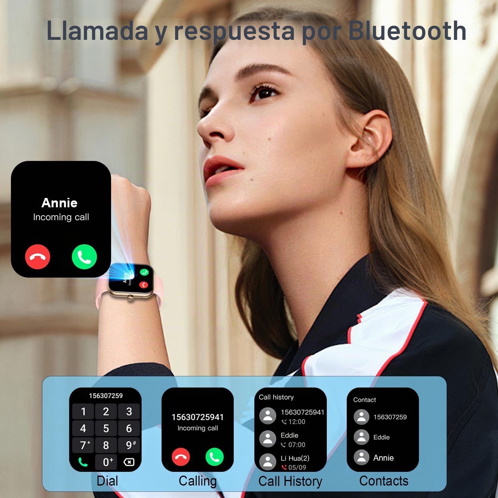 Matast Reloj Inteligente con Pulso, SmartWatch para Mujer, 1.96" Smart Watch con Llamadas Bluetooth y Whatsapp Notificación, Pulsera Actividad con 100+ Modos Deportivos, Podómetro, para Android iOS