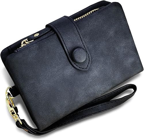 Miniatura 2 de AOXONEL Women's Small Bifold Leather wallet Rfid blocking Ladies Wristlet with Card holder id window Coin Purse