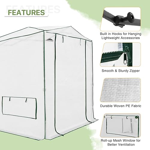 Vista 125 de EAGLE PEAK - Invernaderos emergentes instantáneos, para plantas de interior y exterior, puertas enrollables con cierre y ventanas laterales, 6 x 4