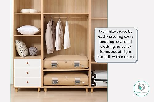 Miniatura 8 de Bolsa de almacenamiento de edredón paquete de 2 bolsas organizadoras de lona para edredones KingQueen, almohadas, mantas, ropa de camacolcha, manta,