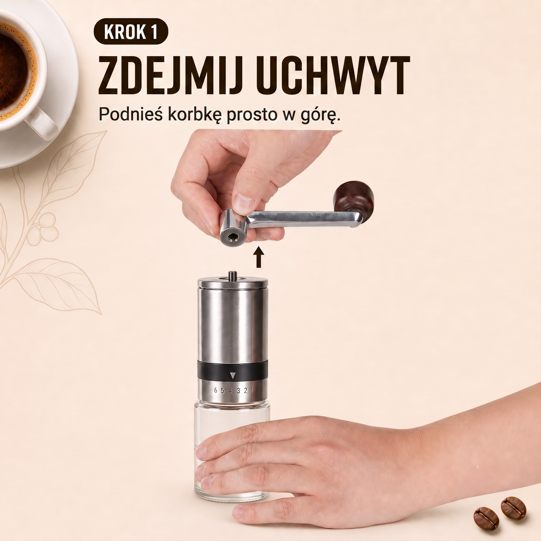 Ręczny młynek do kawy z 2 szklanymi pojemnikami, stal nierdzewna, ceramiczny mechanizm mielący do espresso, do kawy filtrowanej, francuskiej prasy na kemping (srebrny, z 2 pojemnikami)