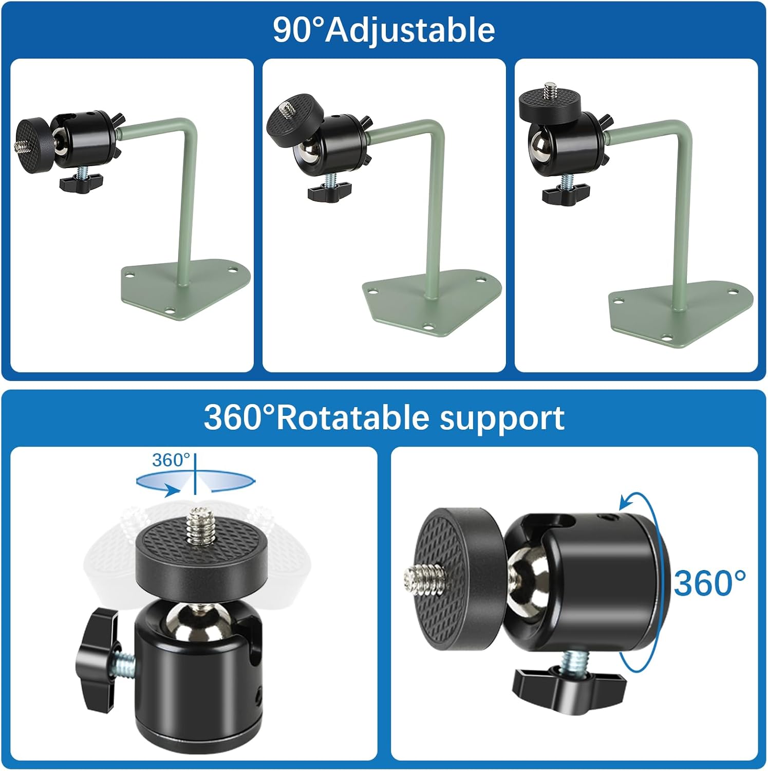 4 Pack Adjustable Metal Wall Mount Bracket for Arlo Pro 2/3/4/5/Ultra, Ring Stick Up Cam, Wyze Cam V3, Eufy Cam, Roelink Argus, 360° Rotation, Indoor/Outdoor Use (Black)