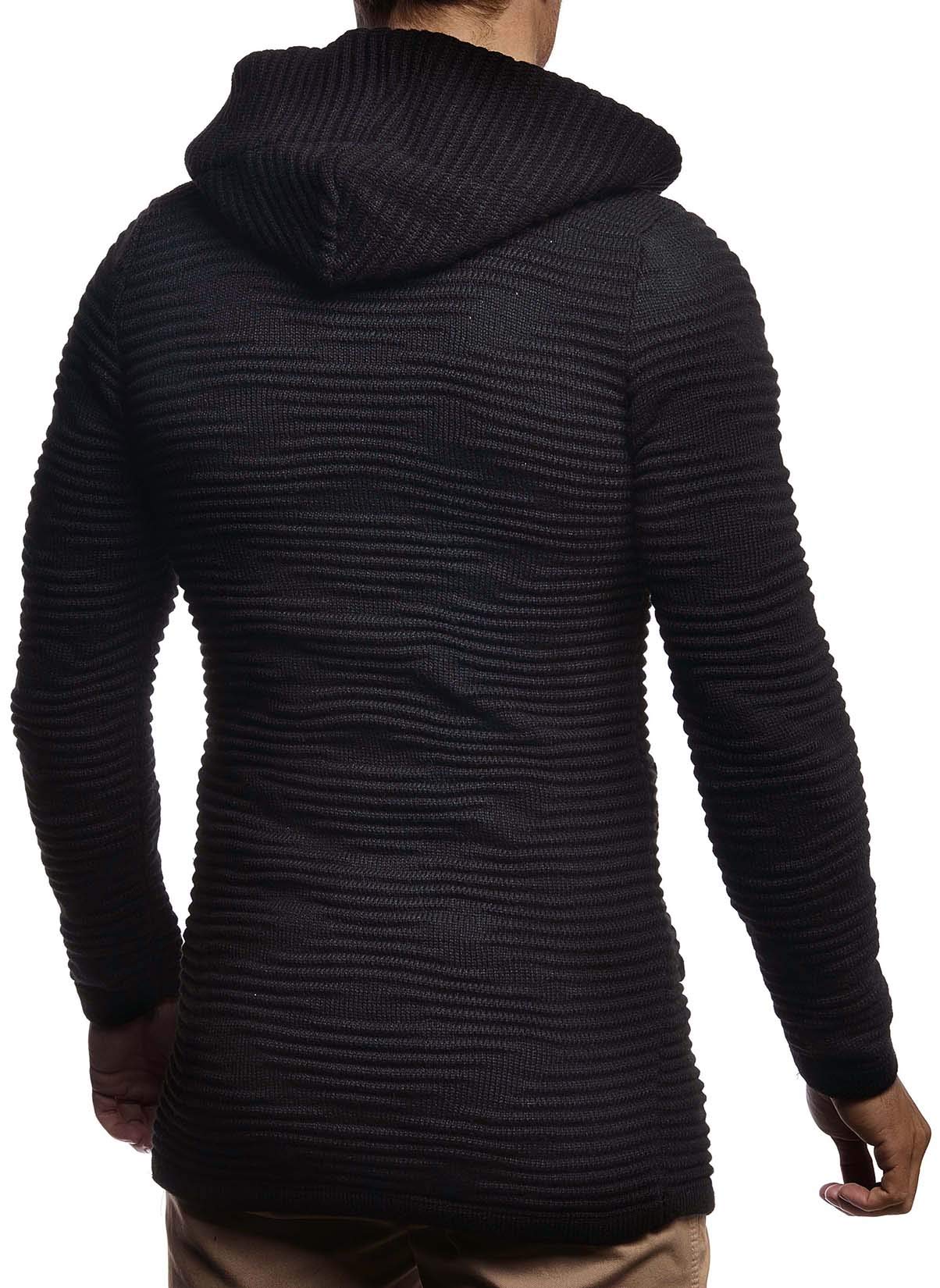 Leif Nelson Giacca Uomo in Maglia con Cappuccio Cardigan LN-5715