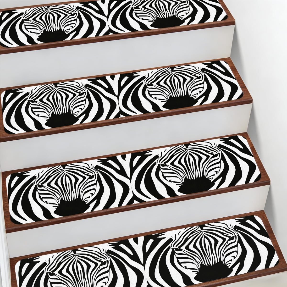 Alfombras para escaleras interiores antideslizantes 7.8x30 Mexpekil cebra
