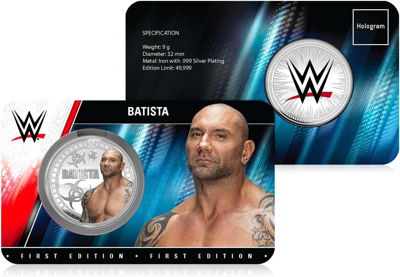 FANTASY CLUB Батиста WWE 32 мм Официальная коллекционная монета дань уважения животным и многократному чемпиону мира ограниченная серия для фанатов и коллекционеров