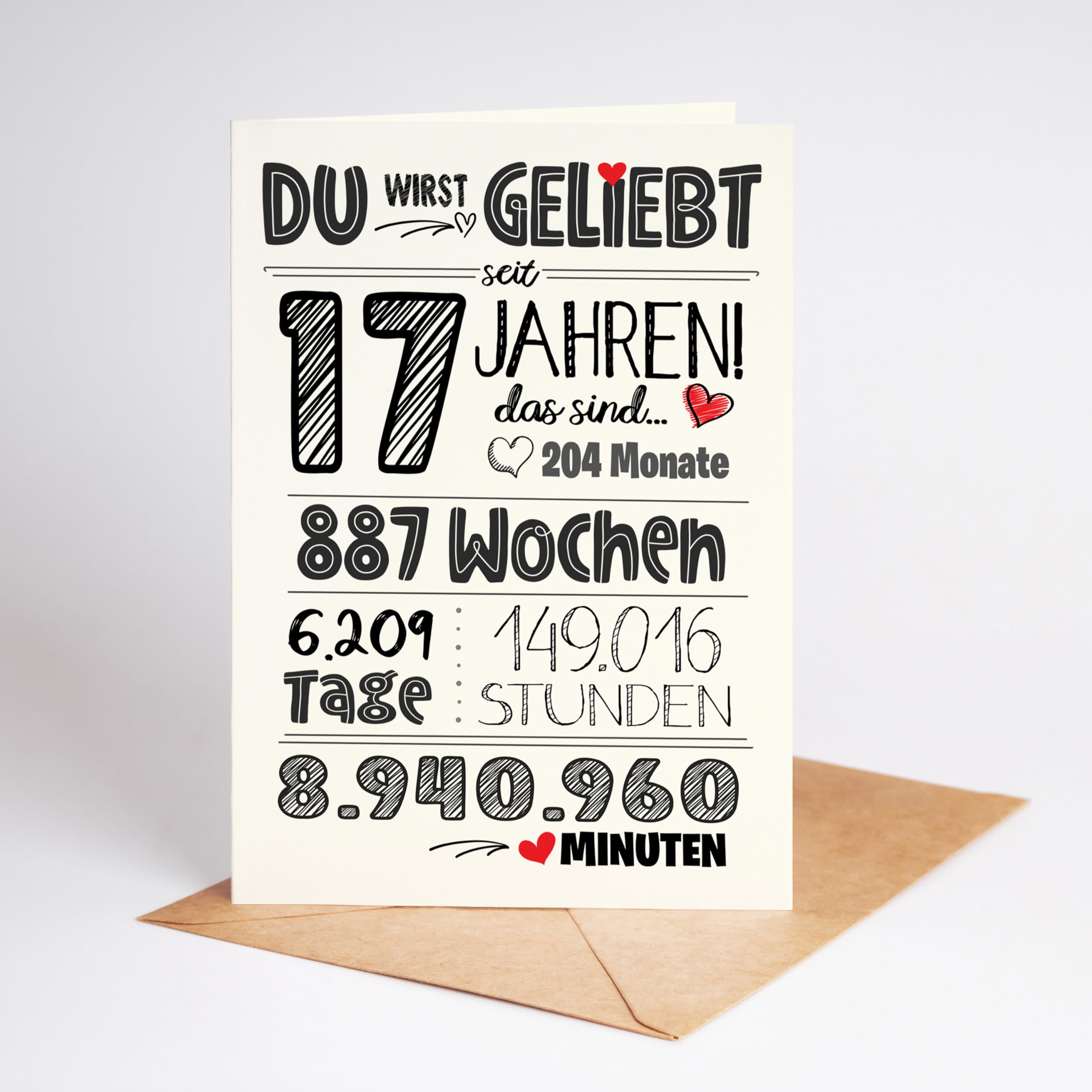 Lovely Cards - Süße Karte zum 17. Geburtstag - Geburtstagskarte 17 Jahre - Geschenkideen 17 jährige - Geburtstagskarte A6 (17 Jahre)