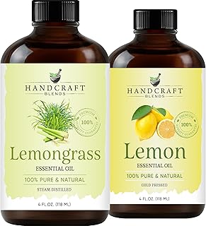 Handcraft Blends Lemon Essential Oil and Lemongrass Essential Oil Set – Huge 4 Fl. Oz – 100% Pure and Natural Essential Oi...