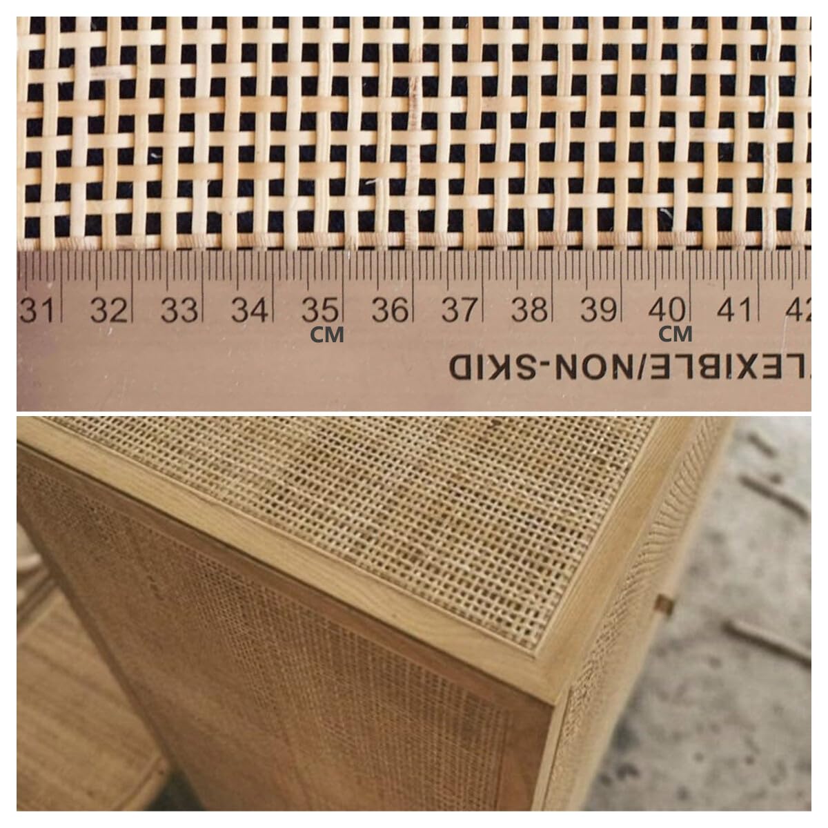 Natürliches Rattan, Wiener Geflecht Meterware, Wiener Geflecht Rattan Meterware, 60 x 250cm Rattan Geflecht, Rattan-Gurtband lampenschirm Rattan Rolle, Cane webbing DIY Deko Stuhl Upcycling-Möbel