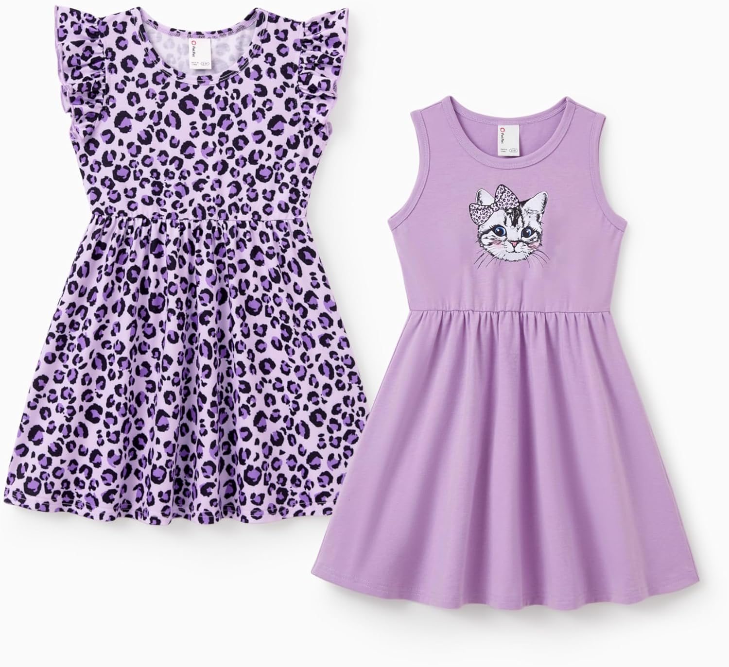 PATPAT 2/3 Pack Toddler Little Girl Ruffle Sleeve Dress Set Summer Twirl Dresses Outfits for Girls