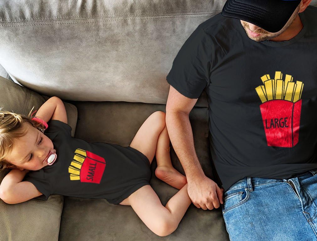 Tstars Small & Large Fries Baby Bodysuit & Men's T-Shirt Matching Set Father's Day Gift