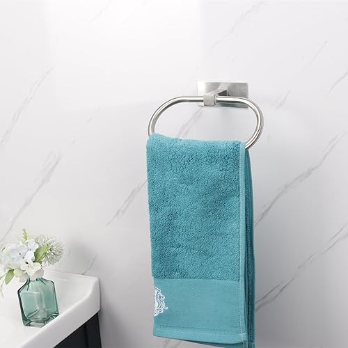 Miniatura 2 de Vanloory Toallero ovalado, fuerte soporte para toallas de mano autoadhesivo, grueso de acero inoxidable SUS304, sin perforaciones, moderno colgador