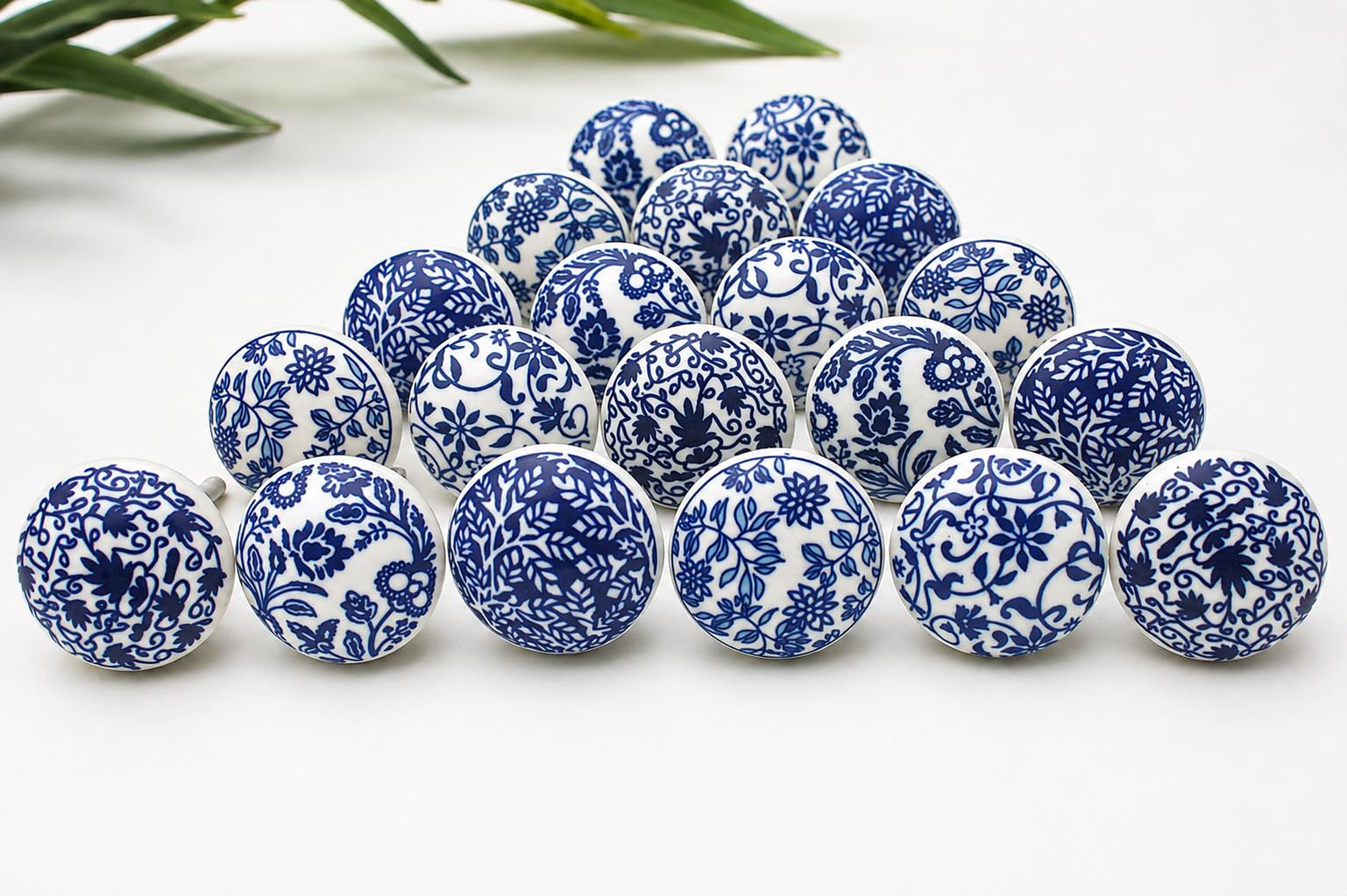 20 pezzi bottoni in ceramica colorati blu fatti a mano per mobili da cucina, bagno, cassettiera, cassetti, cassettiera