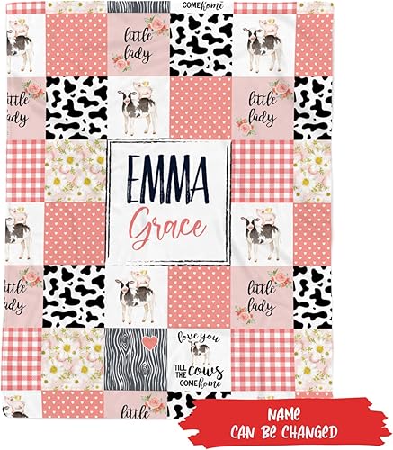 Miniatura 9 de Manta de bebé personalizada de vaca, manta de vellón con estampado de vaca, manta de vaca para bebé, manta de bebé con estampado de vaca, manta de