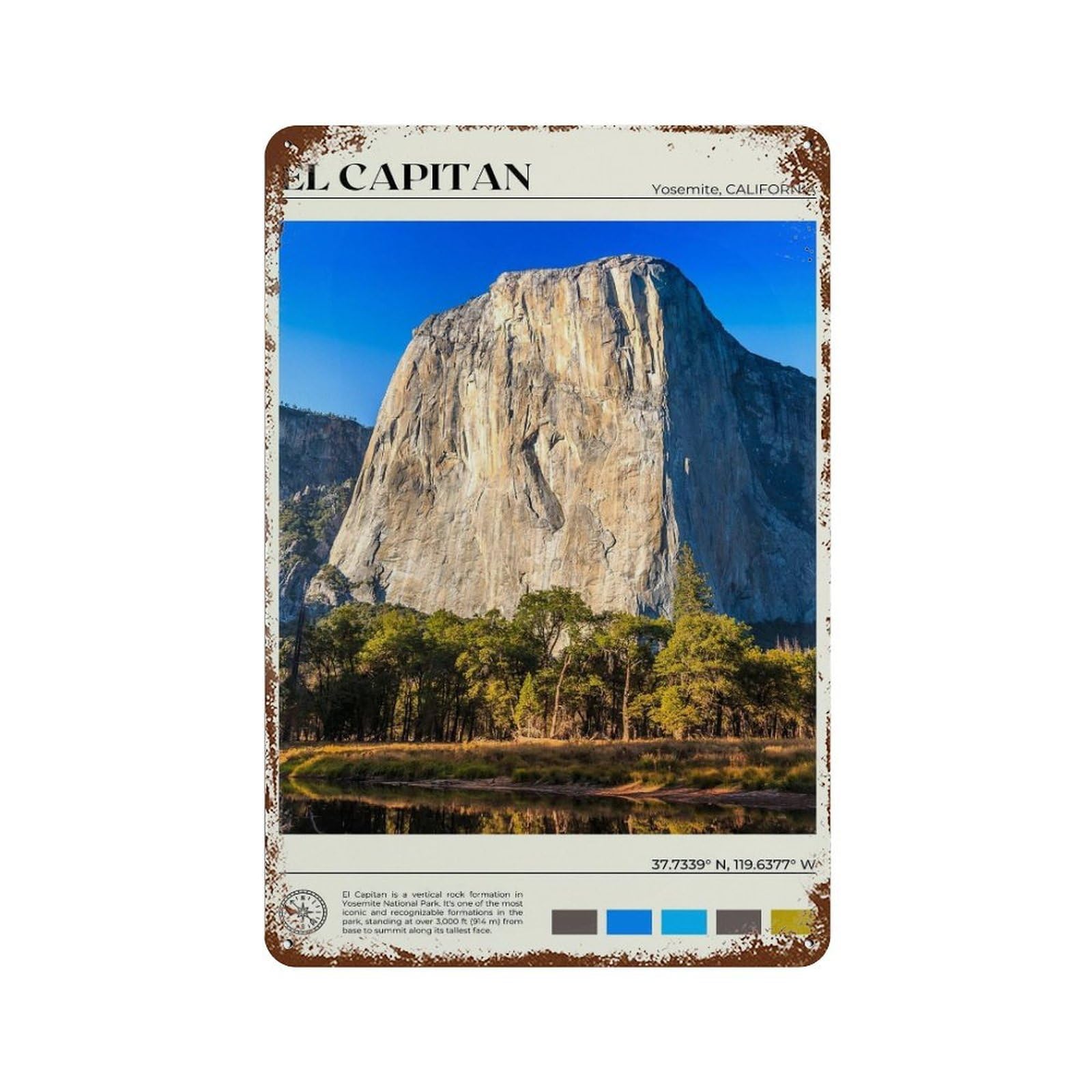 xiaoxiaoshen Real Photo El Capitan Yosemite Decor Wall Decor Art Metal Tin Poster Modern Home Decor Art Home Bar Shop Decorations Vintage Sign 30x20cm