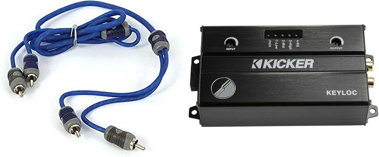Kicker 47KEYLOC Key Series Smart Powered Line-Out Converter & 46KI21 1 Meter 2-Channel Signal Cable
