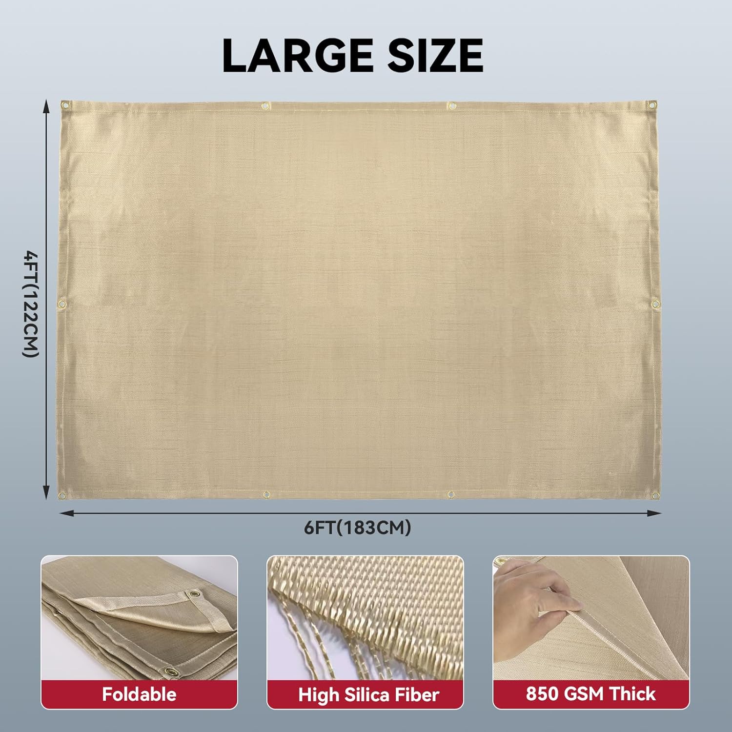 ARCCAPTAIN 2 Pack Welding Blanket 4x6ft, Heavy Duty Fiberglass 1022 °F Heat Resistant Fabric Welding Blankets Fireproof Thermal Resistant Insulation Welding Curtain for Grill, Smoker