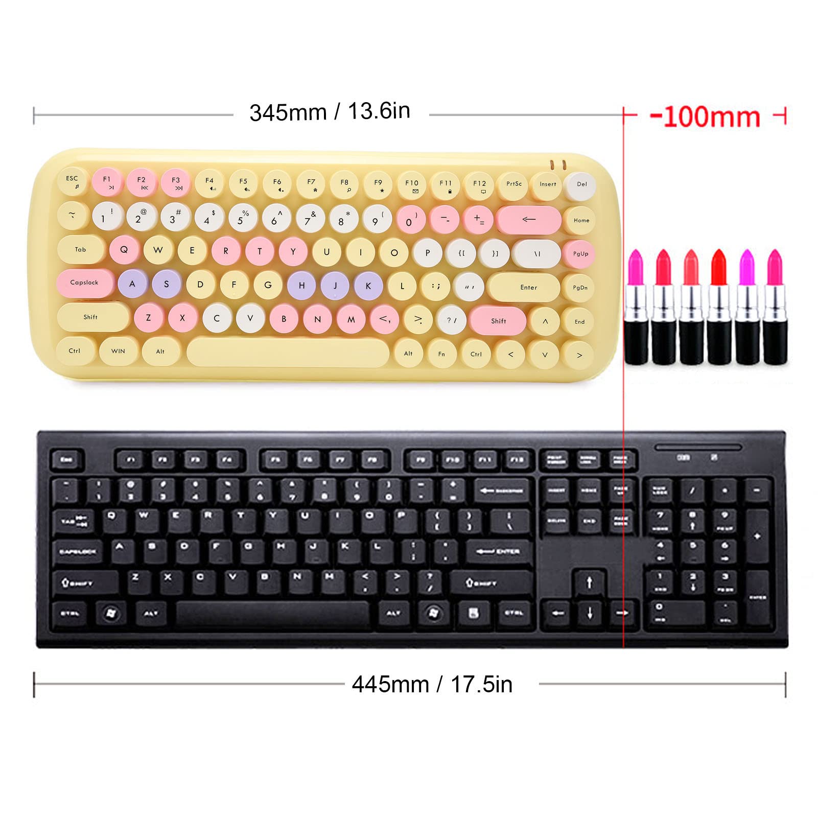 ADITAM Bezprzewodowa mysz z klawiaturą, bezprzewodowa mysz i klawiatura, zestaw z klawiaturą i myszką, 84 klawisze, 1600 DPI, z odbiornikiem USB, plug and play, do komputera PC, laptopa, komputera