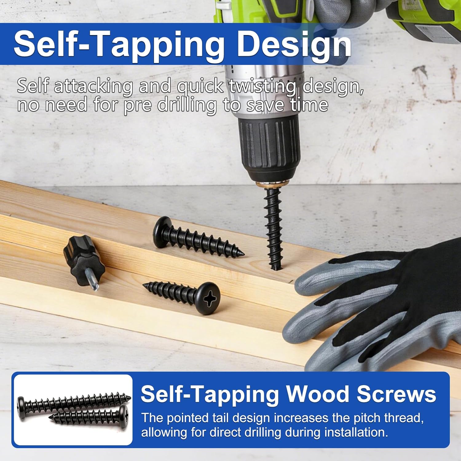 Taiss 1250CS #6#8#10 Wood Screws Assortment Kit,410 Stainless Steel+