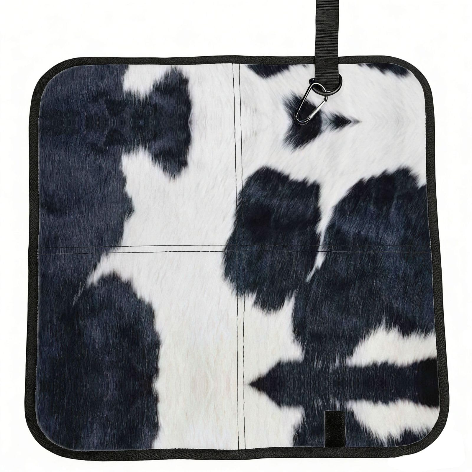 eeprty cowhide Printed Portable Seat Cushion Strap, Foldable Pad for Stadium Bleachers Hiking Travel