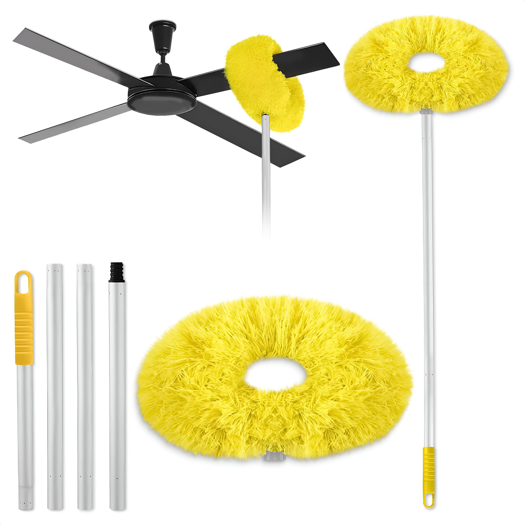 Ceiling Fan Duster Tool - Ceiling Fan Cleaner Duster or Effortless Dust Removal, Adjustable Length (up to 50 Inch Ergonomic Handle), Easy to Use and Store, Durable and Lightweight Microfiber