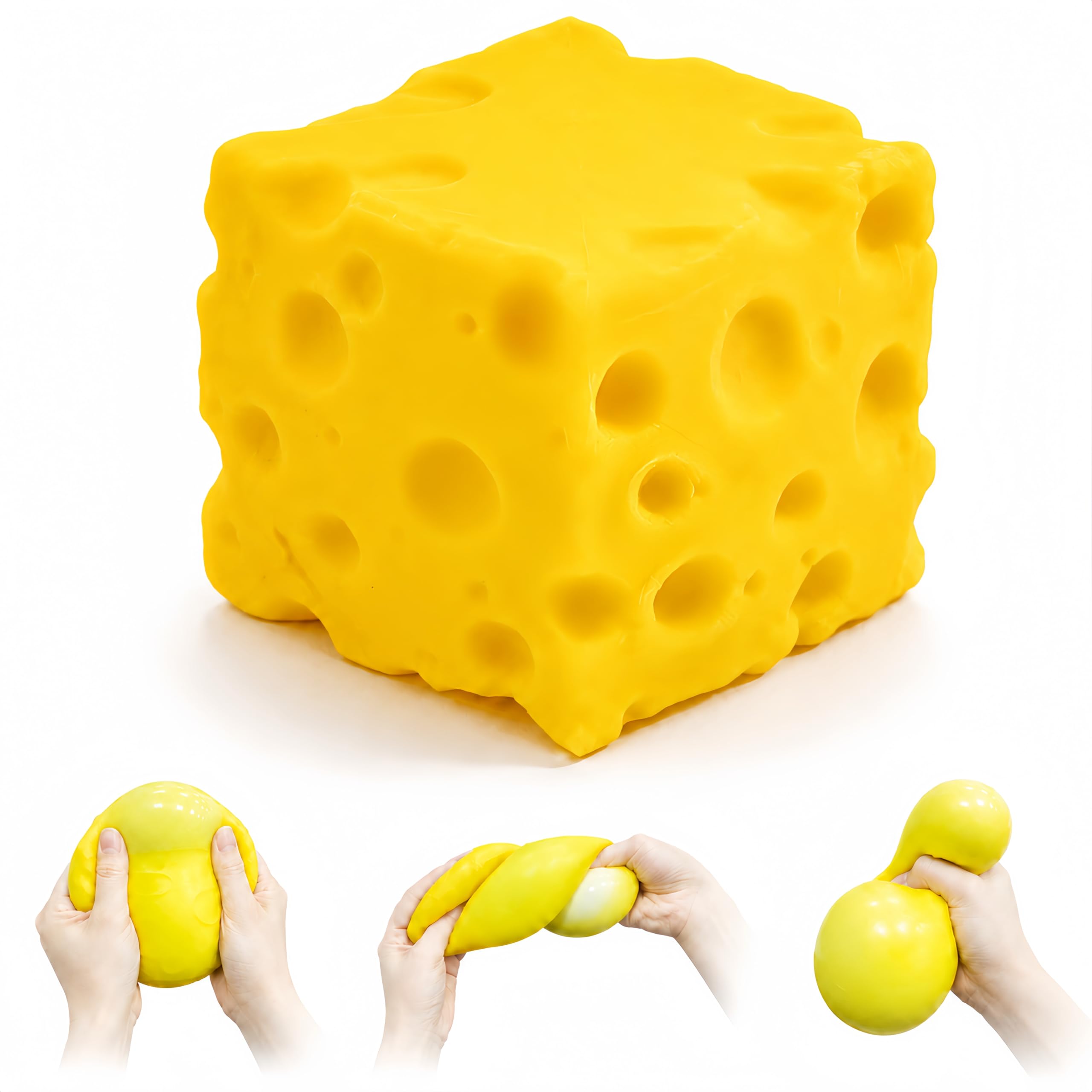 Cheese Squishy Fidget Toy,Squishies Slow Rising Sensory Stress Relief Toy for Teens and Adults,Stress Ball Cute Desk Decor Stocking Stuffers Party Favors (Yellow-7cm)