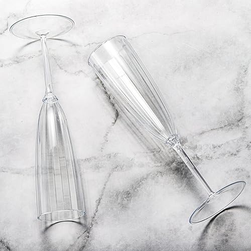 Miniatura 3 de Tosnail Paquete de 18 copas de champán de plástico de 6 onzas, copas de vino de plástico desechables, copas de vino de plástico transparente, tazas