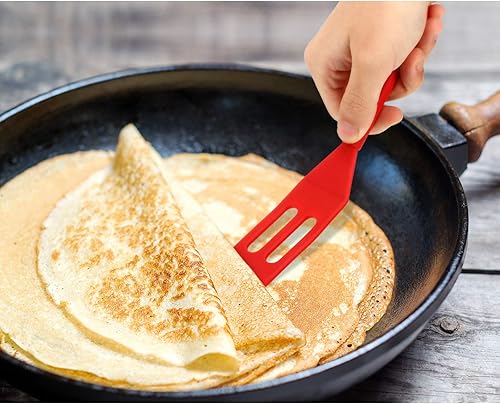 Miniatura 10 de Mini espátula para servir brownie, flexible, antiadherente, de silicona, resistente al calor, espátula ranurada para huevo volteado en una sartén