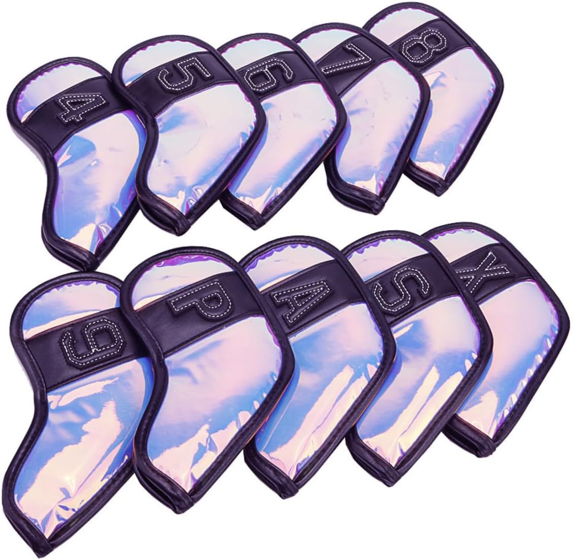 Balacoo 10Pcs Delicate Golf Club Covers TPU Iron Headcovers Elastic Protection for Putter Iron Reduces Vibration Fits Center Shaft Mallet Clubs for Golf Enthusiasts