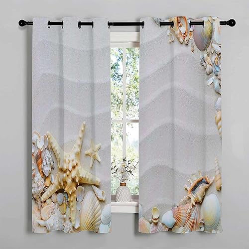 Miniatura 2 de Cortinas De Cocina Modernas Starfish Sliding Door Curtains Blackout Tapestry Curtains 63Inch Width by 63Inch Length,2 Panels