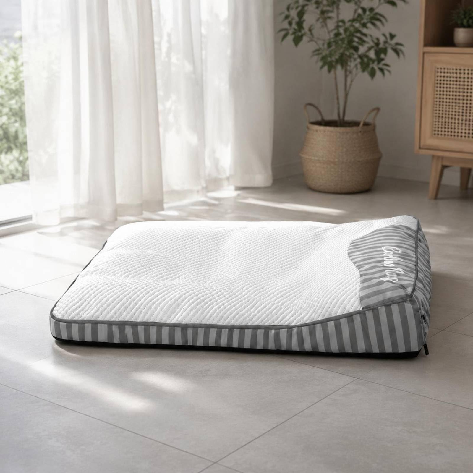 Colchoneta Fresco Relleno de Espuma Cama para Perros Lavable, Gris Plata, 2XL-120x95x15 Cm