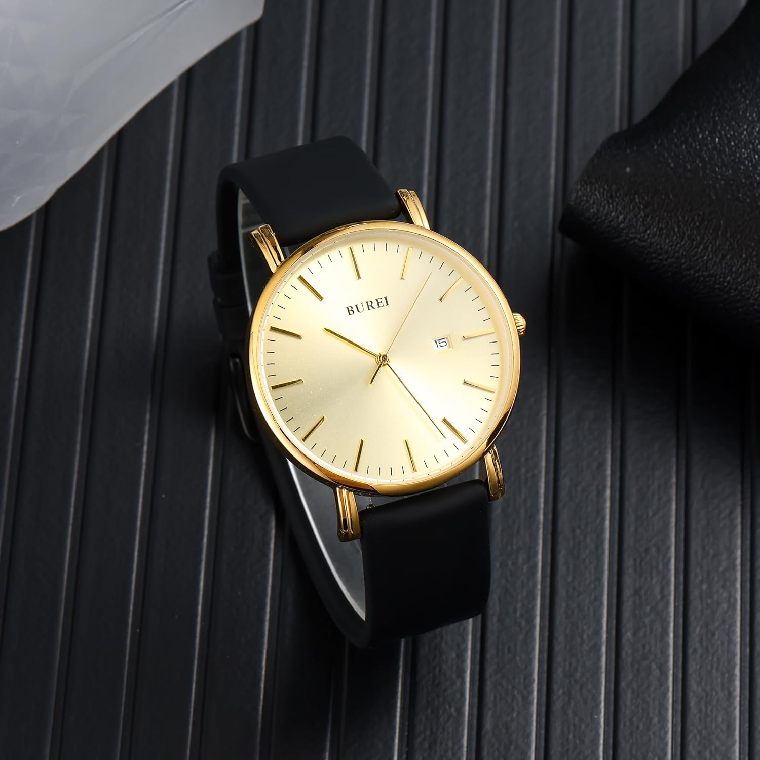 BUREI Men Watches Fashion Minimalist Analog Calendar Quartz Waterproof Watches for Men Women Student.