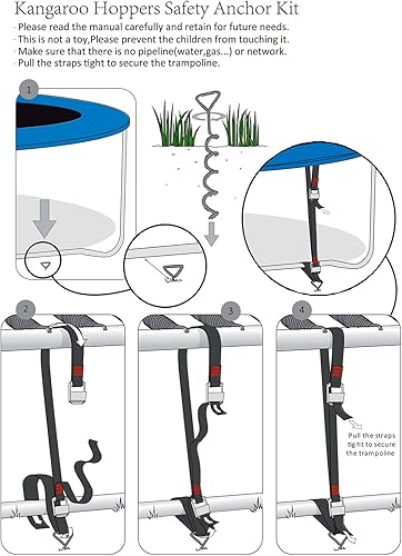 Miniatura 4 de Kangaroo Hoppers Estacas de cama elástica anclajes de viento alto, estacas de anclaje de suelo en espiral resistente para trampolines, tienda de