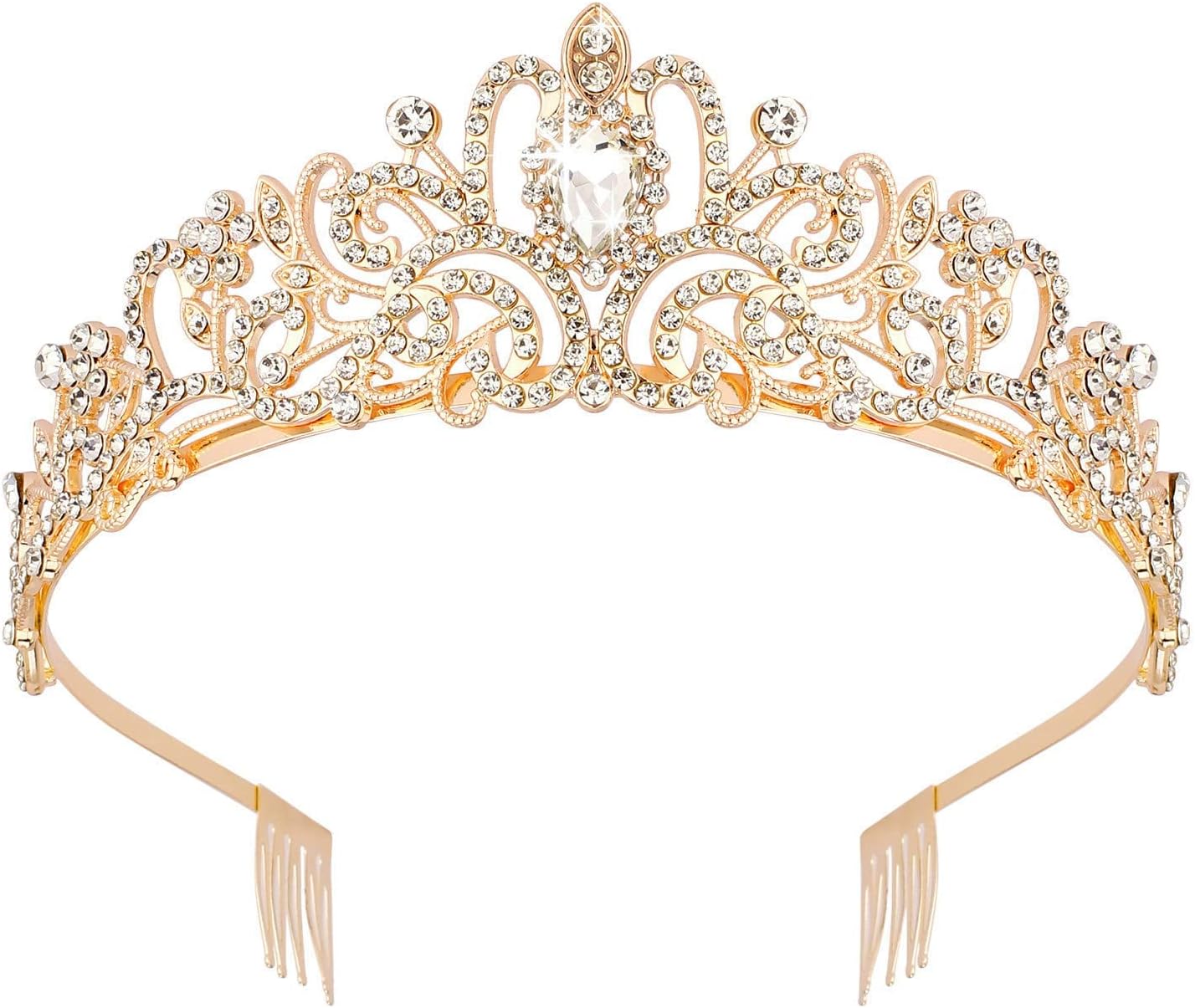 Shining Diva Fashion Crystal Tiara and Crown for Women Stylish Headband Crowns with Comb Tiaras for Girls Kids Queen Princess Wedding Bridal Birthday Gift Hair Accessories