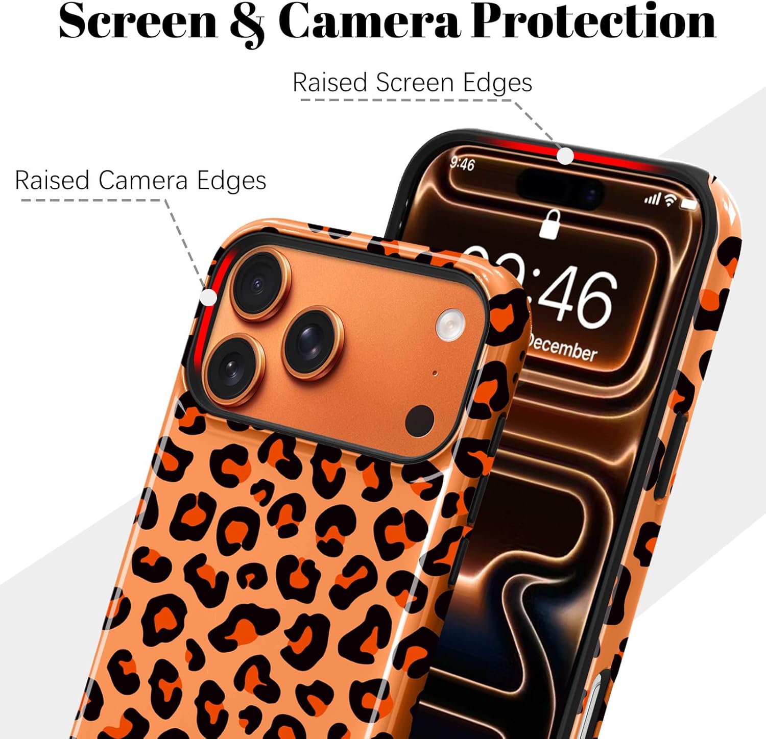 Magnetic for iPhone 17 Pro Max Case [Compatible with Magsafe] Cute Cheetah Leopard Print Pattern Design, Full Body 2 in 1 Shockproof Scratch Resistant Protective Cover for Women Men, Orange