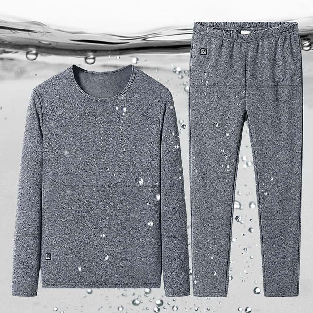 Men's Heated Thermal Underwear Set Soft Fleece Lined Washable USB Electric Heating Warm Base Layer Long Johns Suit - Image 5