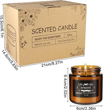 Scented Candle Set 12 Pack, Candle for Home Scented, Odor Eliminating, Stress Relief, Long Lasting Soy Wax Gift Set