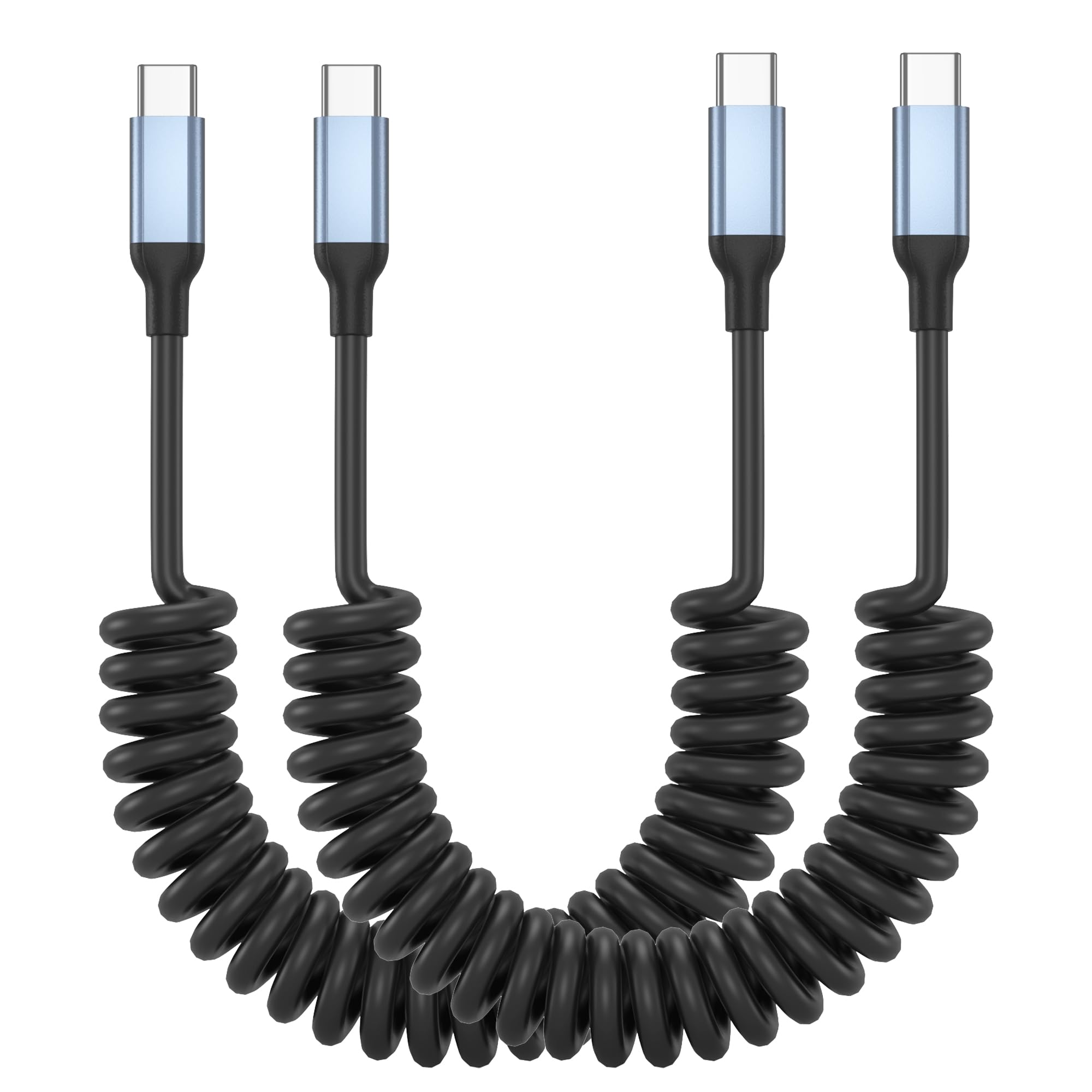 USB C Spiralkabel Kurz 60W USB C Kabel Auto Ladekabel für iPhone 15 16 Pro Max, 2 Stück [30CM-1M] PD3.0 USBC auf USBC Kurz Schnellladekabel für Samsung Galaxy S24 S23