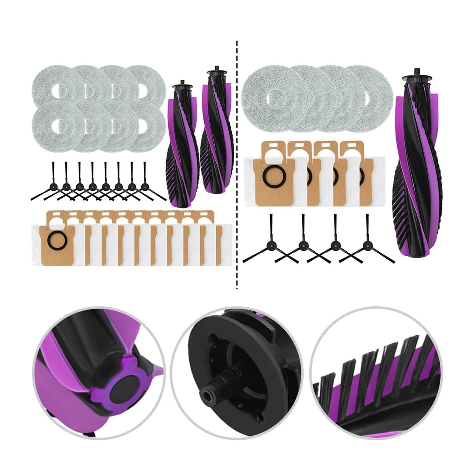 Cepillo Principal/bolsas De Polvo/cepillos Laterales/paños De Fregona, Compatible Con Piezas De Recambio De Aspiradora Robot JONR,T5 Pro(SET B)