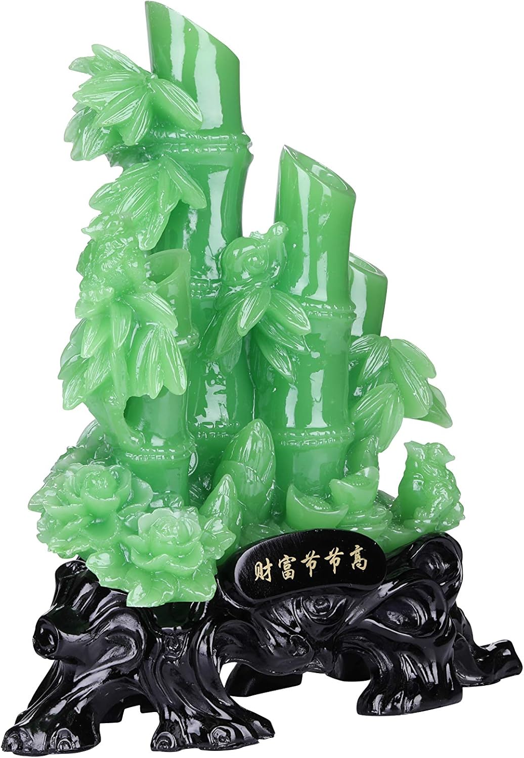 I-MART Feng Shui Decor Lucky Bamboo Statue – 13.19" Jade-Like Resin Feng Shui Sculpture for Wealth, Success & Harmony – Chinese Bamboo Plant Ornament for Home & Office
