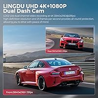 Vista 2 de LD02 Lite 4K Dash Cam frontal y trasera, cámara de tablero de coche 5G WiFi GPS, tarjeta SD gratuita de 64 GB, control de voz, visión nocturna WDR