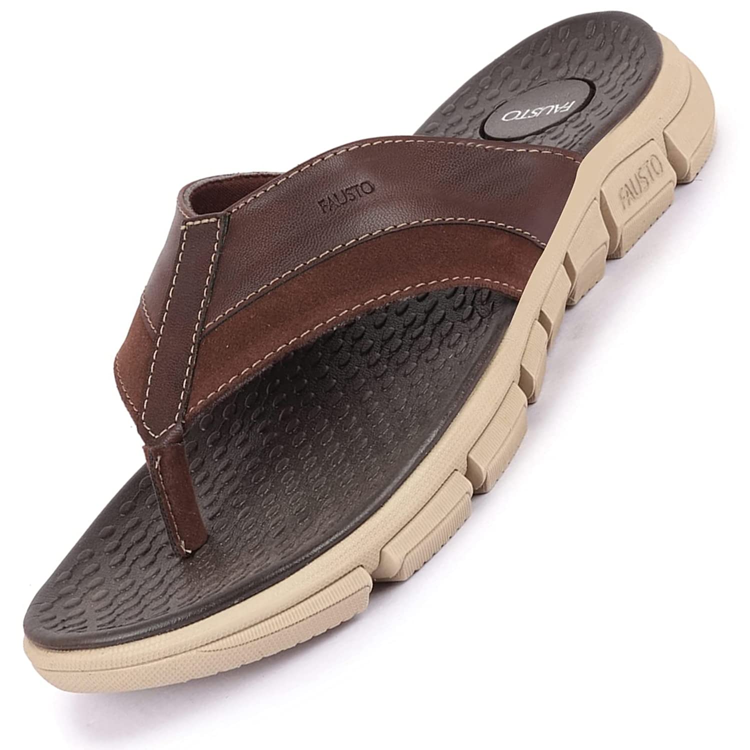 FAUSTO FST KI-9956 BROWN-40 Mens Brown Casual Flexible Phylon Sole Thong Slippers (6 UK) (B09MRZH2M7) Amazon Price History, Amazon Price Tracker