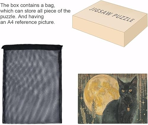 Miniatura 7 de Rompecabezas de 500 piezas con diseño de gato de brujas vintage, rompecabezas educativo de descompresión intelectual para adultos, pensamiento