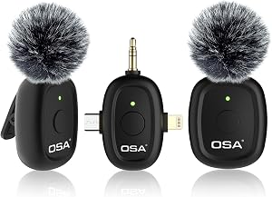 Wireless Lavalier Microphone for iPhone, iPad, Android and Camera, 3 in 1 Mini Microphone with Noise Reduction Plug and Play, Clip on Mic for Video Recording, TikTok, YouTube, Vlog, Podcast