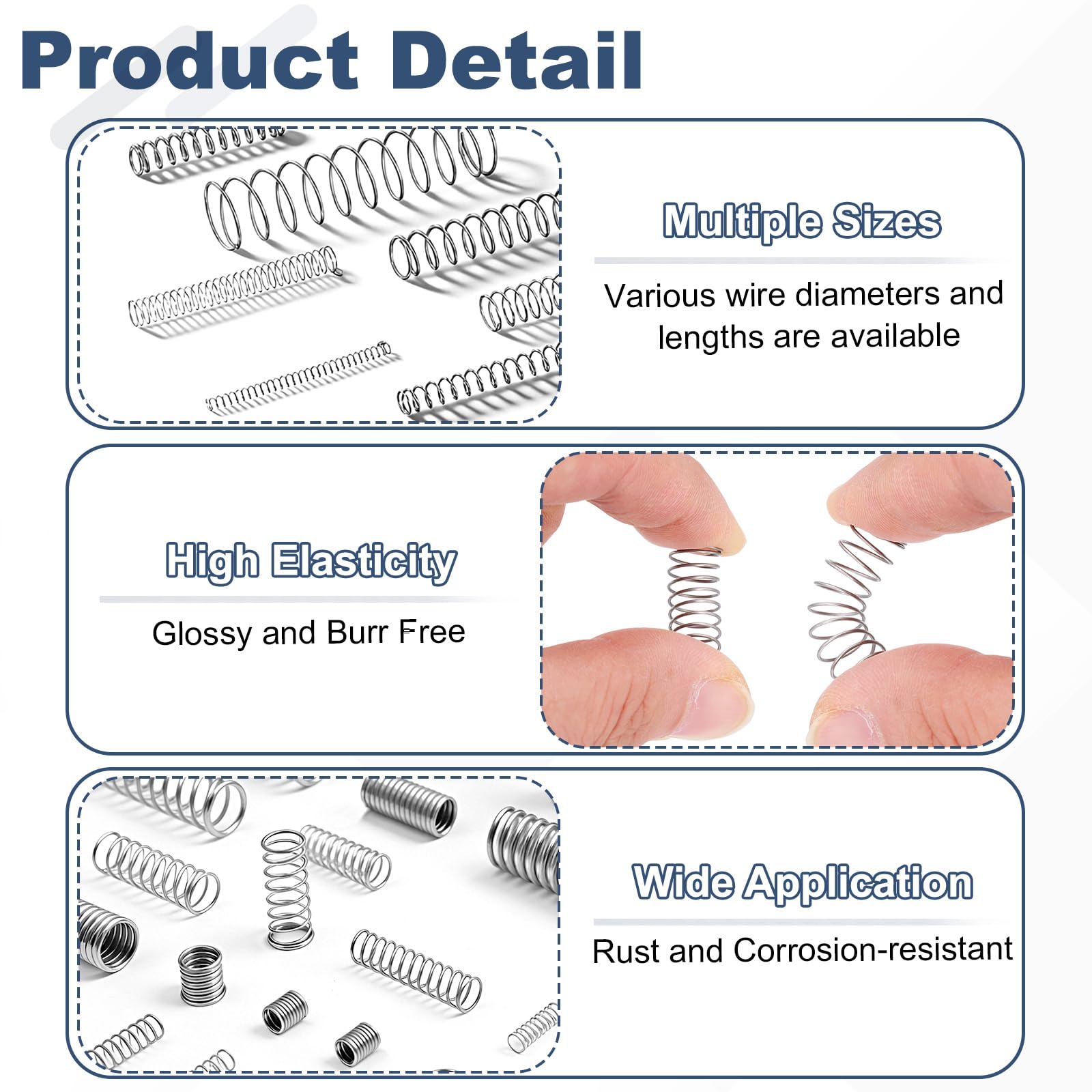 sourcing map Lot de 50 ressorts de compression en acier inoxydable 304, 0,6 mm x 9 mm x 35 mm, petits ressorts pour réparation à la maison, bricolage, atelier et utilisation industrielle (argenté)