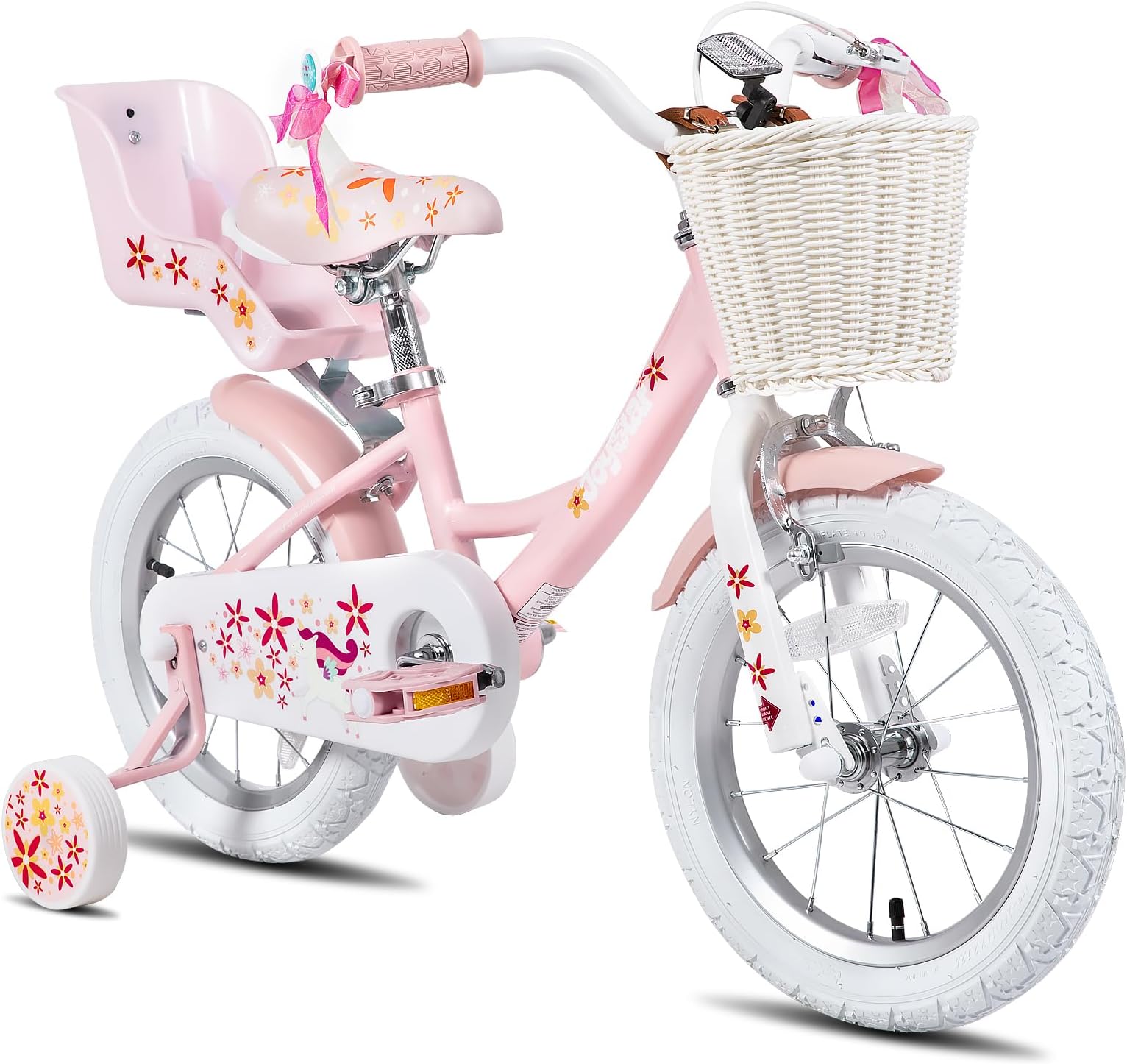 JOYSTAR Unicorn Kids Bike for Girls Ages 2-9 Years Old, 12 14 16 18 Inch Kids Bike with Training Wheels, Doll Seat, Streamers and Basket, Toddler Girl Bicycle, Multiple Colors