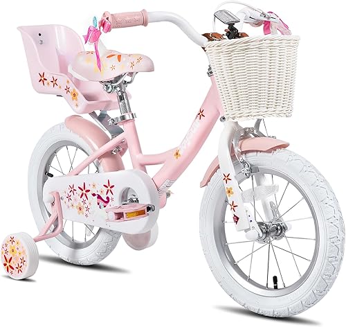 JOYSTAR Bicicleta de unicornio para niñas de 2 a 9 años, bicicleta para niños de 12, 14, 16, 18 pulgadas, con ruedas de entrenamiento, serpentinas,