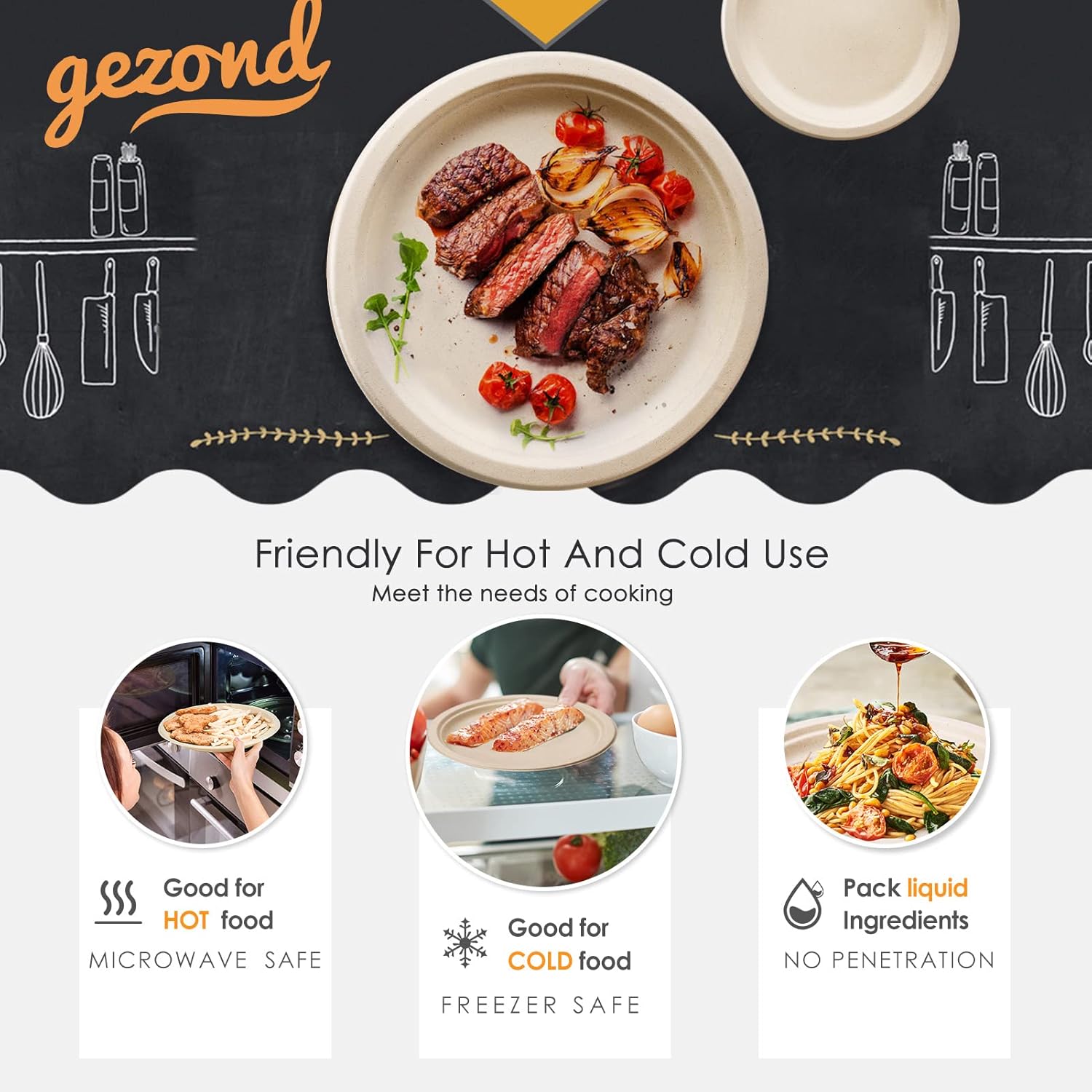 250pcs Compostable Paper Plates Set - Extra Long Utensils, Biodegradable Plates Heavy-Duty Paper Plates Cutlery Disposable Dinnerware Set for Party Camping Picnic Made of Sugar Cane Fibers : Health & Household