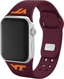 Affinity Bands Virginia Tech Hokies Silicone Sport Band compatible with Apple Watch (42/44/45mm Maroon)